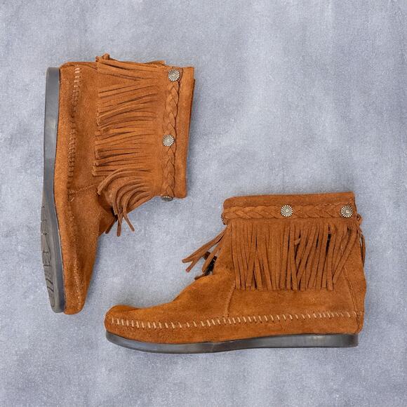 Minnetonka High Top Brown Suede Back Zip Boot Women’s 7.5 - Picture 3 of 8